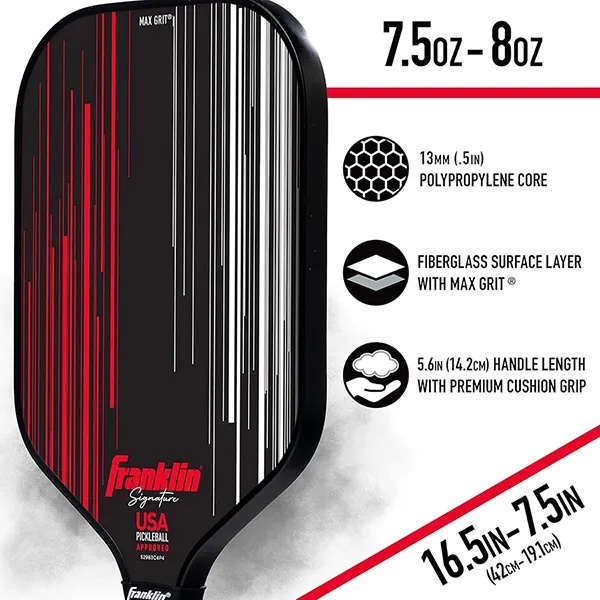 Vợt Pickleball Unisex Franklin Pro Player Series Signature 13mm Paddle Màu Đen